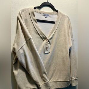 Oatmeal V-neck Pullover Top